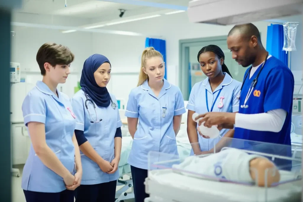 Student midwives on a maternity ward